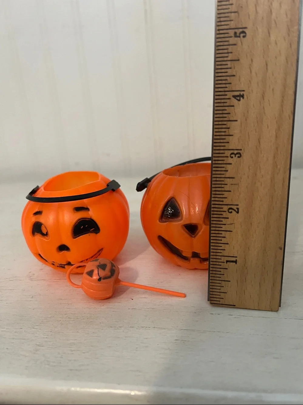Vintage Blow mold mini Halloween candy pail pumpkin decoration